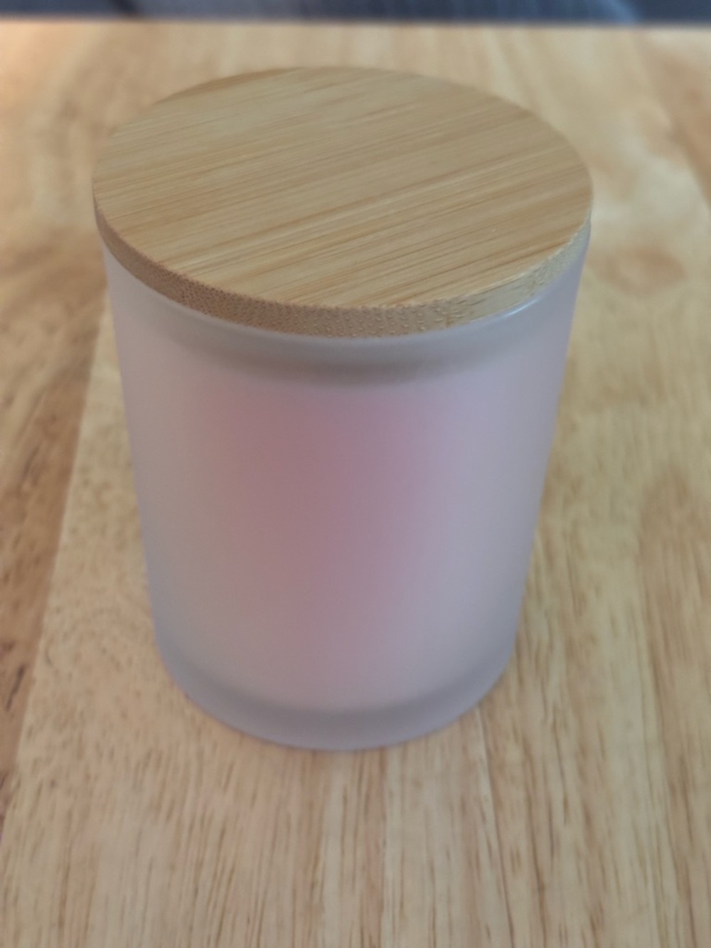 Jasmine Rose Candle in Frosted Glass Jar with Bamboo Lid